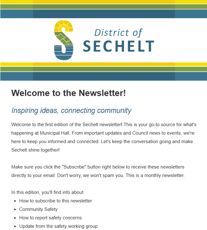Image of beginning of newsletter