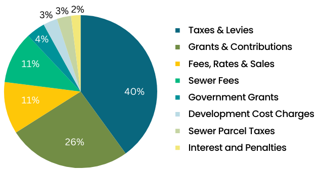 Graph showing where money comes from